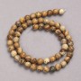 Natural stone beads on thread, Landscape Jasper, smooth round bead, 6mm diameter +/-, length 39cm +/-