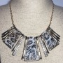 Eco-leather necklace with golden metal and crystals, length 42–50 cm +