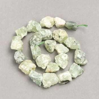 Beads on a thread, Raw Prehnite stone, Prehnite bead, diameter 16×12(±) mm, length 41 cm