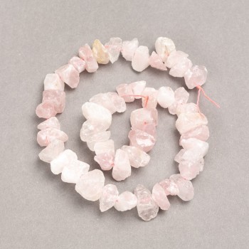 Beads on a thread - unpolished Rose Quartz faceted bead, diameter 13x8 mm, length 41 cm
