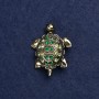 Brooch Turtle - gold-tone metal and rhinestones 40x23 mm +