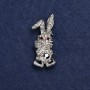 Brooch Bunny with silver-tone metal and crystals, 42×19mm +