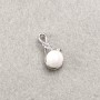 Rhodium pendant with white crystals and Majorca pearl 18x9mm +