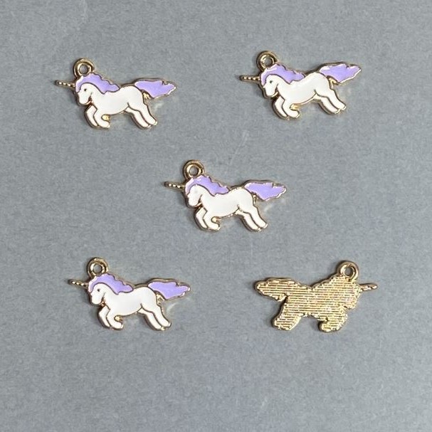 Unicorn Pendant Findings Enamel Finish, 9pcs, 22x12mm