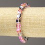 Elastic bracelet with pink opal glass, smooth beads, pink transparent, 8mm diameter, 18cm length