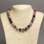 Natural Rhodonite Necklace with Smooth Beads, 12 mm diameter ±, 45 cm length ±