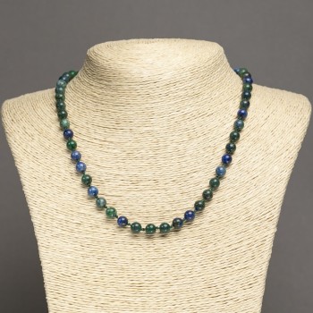 Azurite Natural Stone Necklace with Smooth Beads, diameter 6.5 mm, length 45 cm