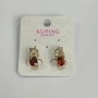 Xuping Earrings with Red Stones and White Crystals 8×15mm, 18K Gold Plating