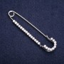 Silver Brooch Pin with White Crystals 70x15mm