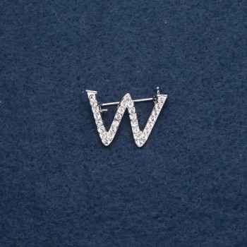 Brooch with initial 'W', 29×20 mm, silver-colored metal
