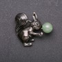 Brooch 'Squirrel with Nephrite' enamel, black color, silver-tone metal, 36×39 mm