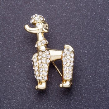 Brooch 'Royal Poodle' 2x4 cm, lemon gold metal color