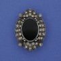 Brooch with black agate (named) "Antique-Style" metal color "silver" 3.3 cm
