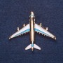 Brooch "Plane" white and blue enamel, gold-tone metal, 4x5 cm