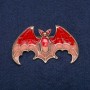 Enamel Flying Bat Brooch, 60x35 mm, Gold-Tone Metal