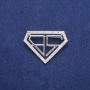 Bachelor's Brooch with White Rhinestones 30x40mm, Silver-Tone Metal