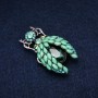 Beetle Brooch with Green Rhinestones 28x48mm
