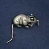 Rat Brooch in White Metal 37x37 mm