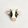 Bull Head Brooch with Enamel, Gold-Tone Metal 25x28mm