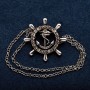 Brooch 'Steering Wheel with Chain' silver-tone metal 30mm +
