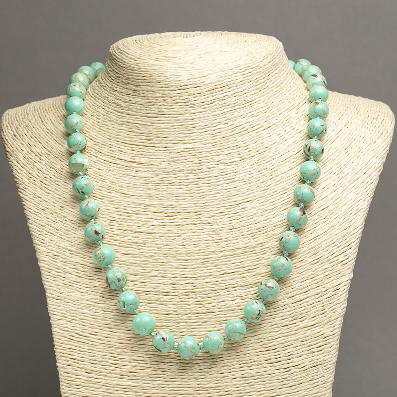 Light Green Imperial Jasper Bead Necklace, smooth beads, 10 mm diameter, 45 cm length