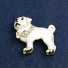 Bulldog Brooch in Gold-Tone Metal, Crystals and Enamel 35x42mm +