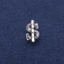 Dollar Brooch with Black Enamel and Halioitis Pearl, White Crystals, Silver Metal 12x21mm