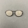 Glasses Brooch with Mother-of-Pearl Enamel, Silver Metal 15x40mm