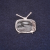 Television Brooch 25×28 mm, enamel, black color, silver-tone metal