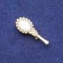 Brooch 'Pearlescent Mirror' with Crystals, Gold-Tone Metal, 16×42 mm