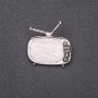 Brooch Television white enamel gray metal 25x26mm