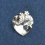 Brooch 'Heart' silver-toned metal, white crystal and gasoline rhinestones 32×27 mm +