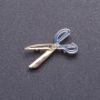 Brooch 'Scissors' blue enamel gold-tone metal 3.5×1.8 cm