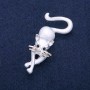 Cat Brooch Gray Enamel, Silver Metal