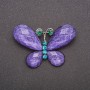 Brooch with purple aquarium effect — Butterfly, gray metal, 34x54 mm
