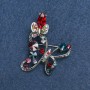 Brooch Butterfly silver-tone metal and rhinestones 50mm +