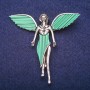 Angel Brooch with Malachite Inlay (Pressed) Silvery Metal 59×60 mm