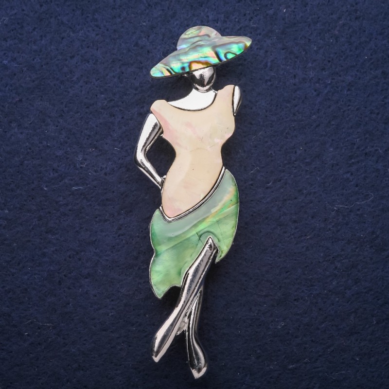 Brooch-Pendant Lady with Pearl and Haliotite 80x30mm +