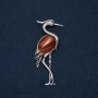 Heron Brooch-Pendant with Natural Carnelian Stone, 80x30 mm