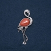 Flamingo Brooch-Pendant with Natural Aventurine Stone 'Golden Sand' 85×30 mm