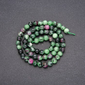 Beads of natural Zoisite, smooth round beads, 6 mm diameter, 38 cm length