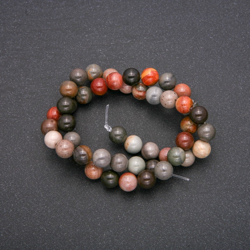Jasper Beads, Smooth Round Ball on Thread, 8 mm Diameter, 38 cm Length (±)