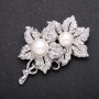 Pearl 'Flowers' Brooch, color 'white silver' 57x33mm