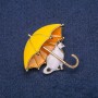 Brooch 'Kitty under the umbrella' enamel 43×44 mm