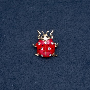 Brooch 'Ladybug' 22x23mm insect series, metal color 'gold'