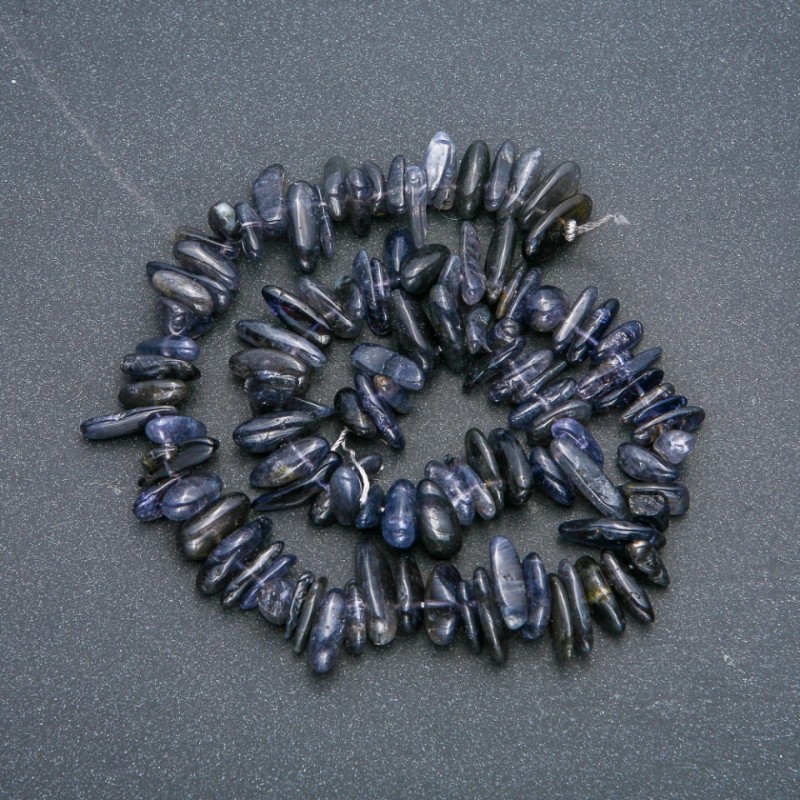 Natural Iolite Stone Strand, 'Needle' Chip, Diameter 15x5 mm, Length 40 cm +