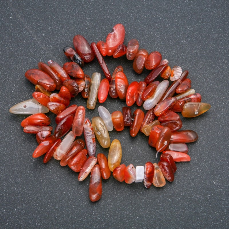 Natural carnelian chip strand 'Needle', diameter 18x6 mm, length 38 cm +