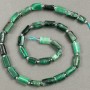Emerald-cut beads on a thread, natural stone, dia. 11–7 mm, length approx. 39 cm +/- with seed beads (3×2 mm)