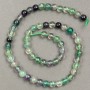 Natural fluorite beads on thread, 6 mm diameter, 38 cm length +