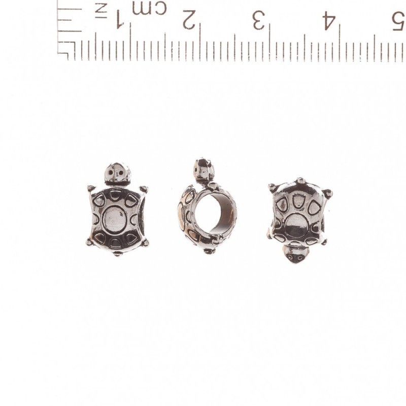 Pandora Turtle Bead Findings 13x9mm, hole diameter 5 mm, pack 20 g +/- 12 pcs